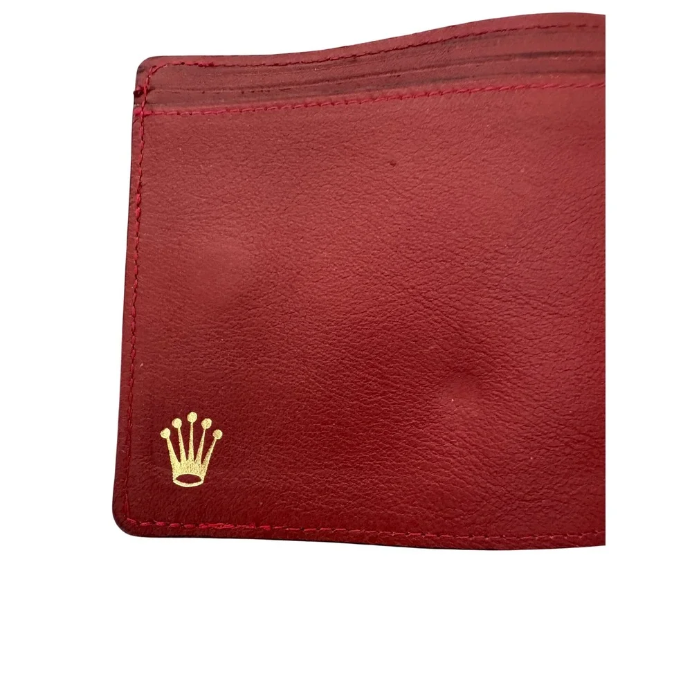 Vintage Rolex Leather Wallet Red Bifold